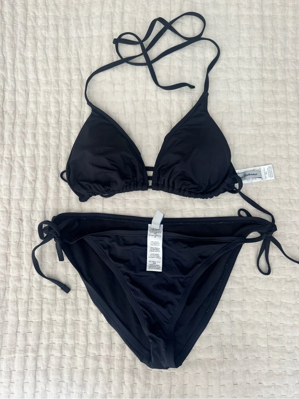 Tommy Bahama Pearl Black Triangle Bikini Set Size Medium M Pre-owned